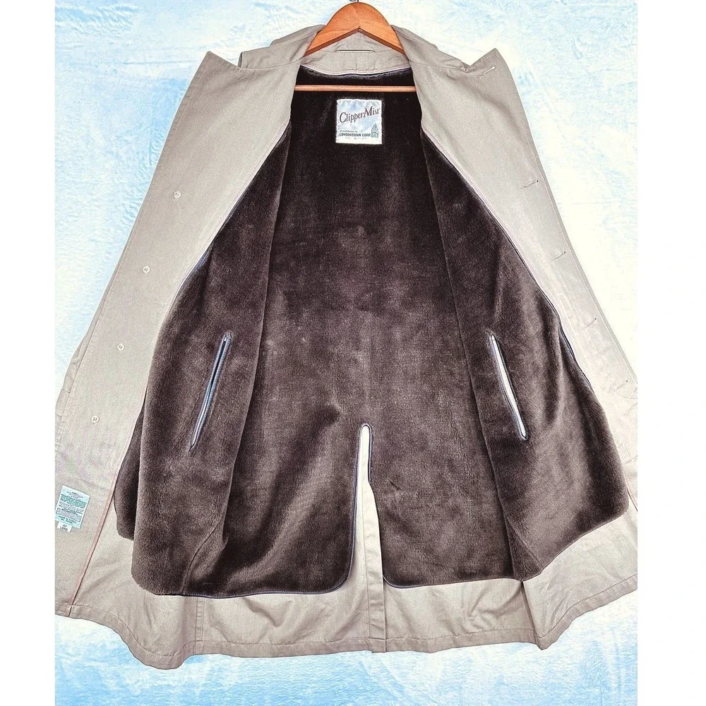 London Town 42L Trench‎ Tan Sherpa Lined Vintage Retro Nostalgic